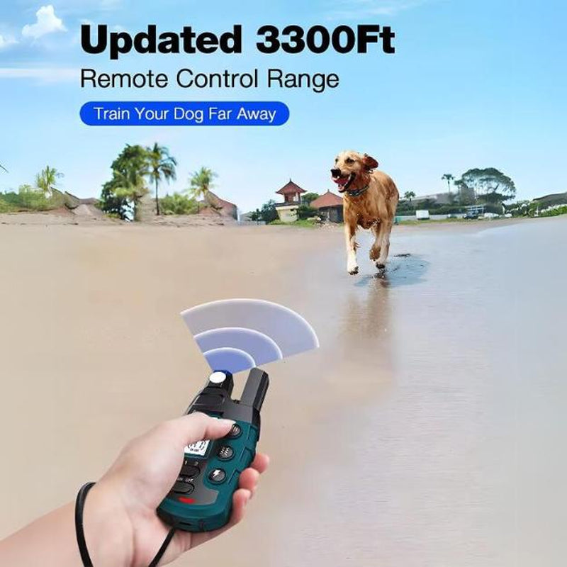 TQT Dog Training Collar 3300FT Range with IP67 Waterproof, Adjustable Beep, Vibration & Safe Shock Modes, Remote Control, Rechargeable E-Collar