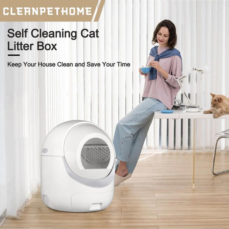 Cat Litter Box, Automatic Cat Litter Box with APP Control Odor Removal Safety Protection for Multiple Cats ( Requires 2.4G WIFI )