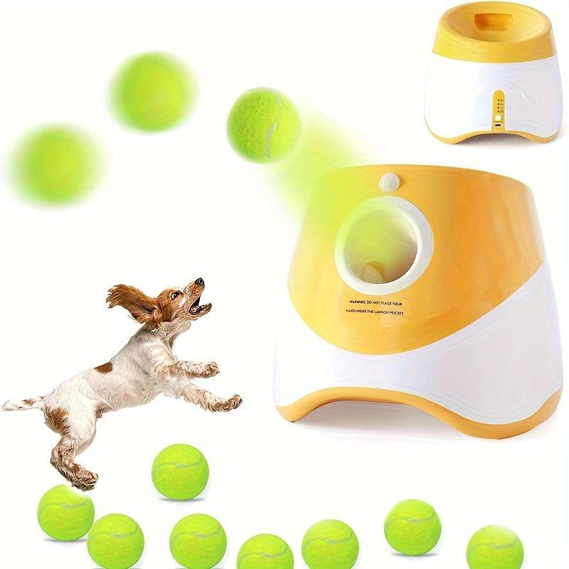 9 Modes Automatic Ball Thrower for Dogs, Indoor/Outdoor Small Dog Ball Launcher with Free 6 PCS Balls, Work 4~5 Hours on Full Charge Three-Speed Control Interactive Dog Fetch Machine Toy for Small Dogs