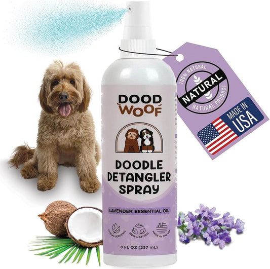 Dood Woof Dog Detangler Spray for Doodle - All Natural, No Silicone, No Paraben, No SLS - Goldendoodle, Bernedoodle, Poodle Puppy Demat