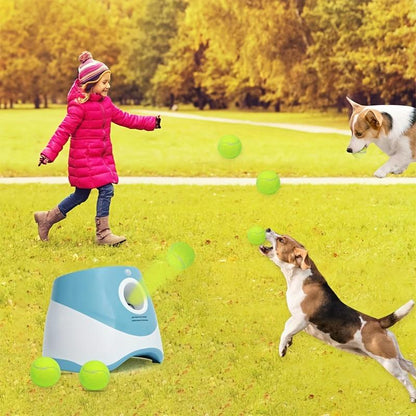 9 Modes Automatic Ball Thrower for Dogs, Indoor/Outdoor Small Dog Ball Launcher with Free 6 PCS Balls, Work 4~5 Hours on Full Charge Three-Speed Control Interactive Dog Fetch Machine Toy for Small Dogs