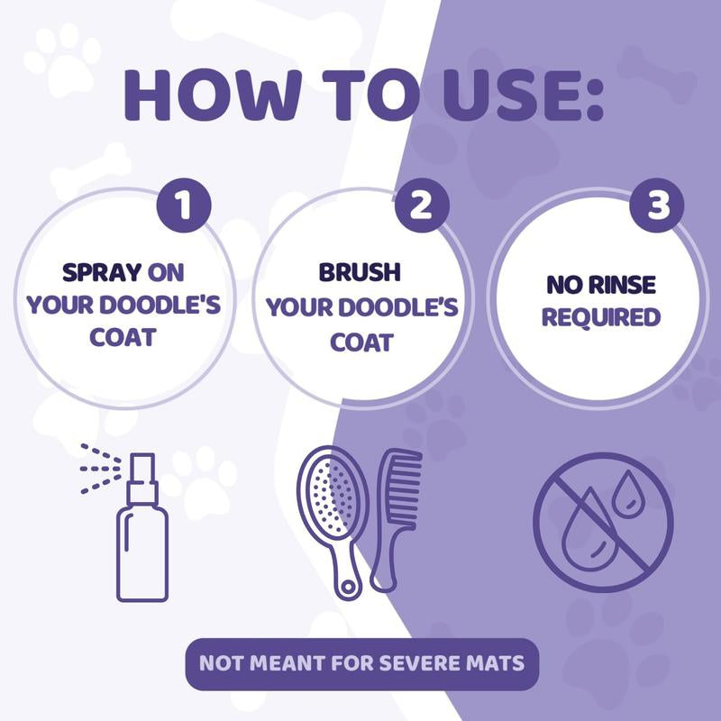 Dood Woof Dog Detangler Spray for Doodle - All Natural, No Silicone, No Paraben, No SLS - Goldendoodle, Bernedoodle, Poodle Puppy Demat