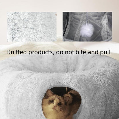 Cozy Full Moon Shaped Pet Bed & Cat Tunnel - Plush Playground for Cats and Dogs, Perfect Birthday Gift!