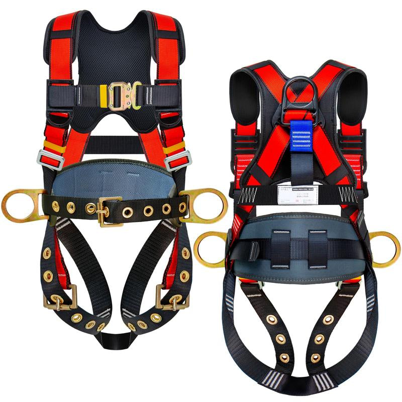 Fall Arrest Safety Harnesses Full Body Protection Roofing Harness Construction Harness 5 Point Adjustment Harness Back Padded,Arneses De Seguridad Para Construcción ANSI/ASSP Compliant Alloy Steel Ring Buckle Waist Pressure Relief