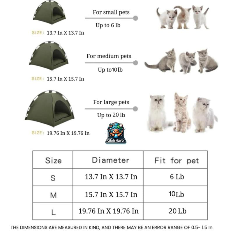 Globharb Portable Cat Tent House, Tent for Small Puppies and Kittens, Foldable Pet Tent, Cat Camping Tent, Pet Supplies for Small Dogs & Cats, Home Pet Supplies for Cats, Pet Products