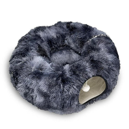 Cozy Full Moon Shaped Pet Bed & Cat Tunnel - Plush Playground for Cats and Dogs, Perfect Birthday Gift!