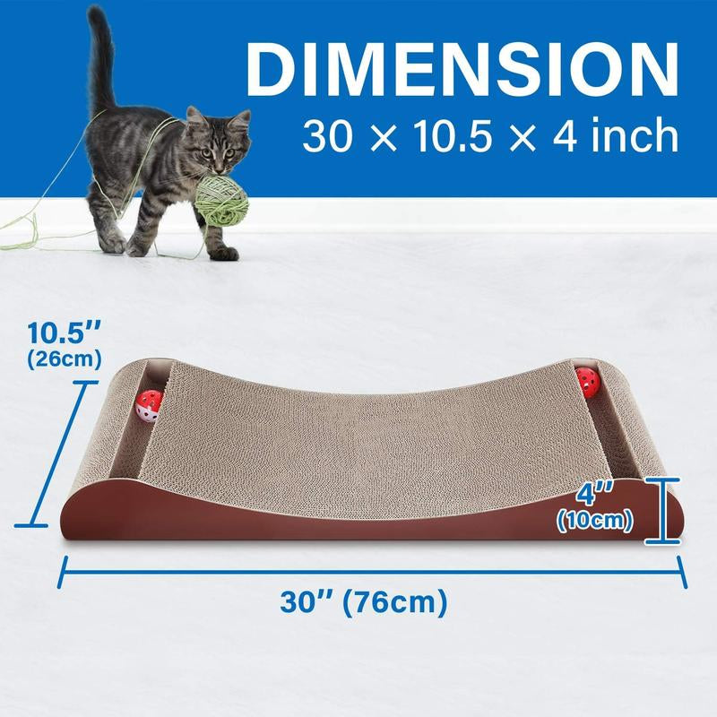 Fluffydream Scratchme Cat Scratcher Cardboard Lounge Bed with Bell Ball Toy