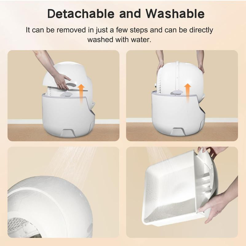 Cat Litter Box, Automatic Cat Litter Box with APP Control Odor Removal Safety Protection for Multiple Cats ( Requires 2.4G WIFI )