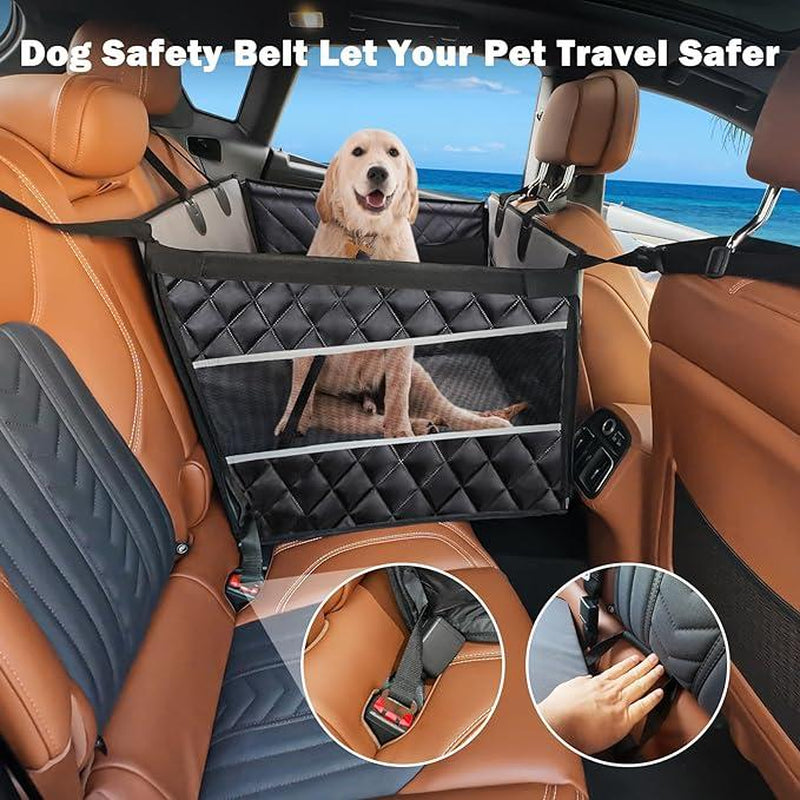 MIXJOY Dog Car Seat Cover for Large Medium Dogs, Dog Accessories, Waterproof and Breathable with Storage Pocket,For Suv/Truck,Pet Travel Stuff