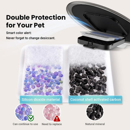 Vacqueen Smart Automatic Cat Feeder for 3 Cats, Strong Anti-Jam System, Dual-Effect Desiccant Cat Food Dispenser, 6L Pet Feeder with 10S Voice Recorder for Cats and Small Dog