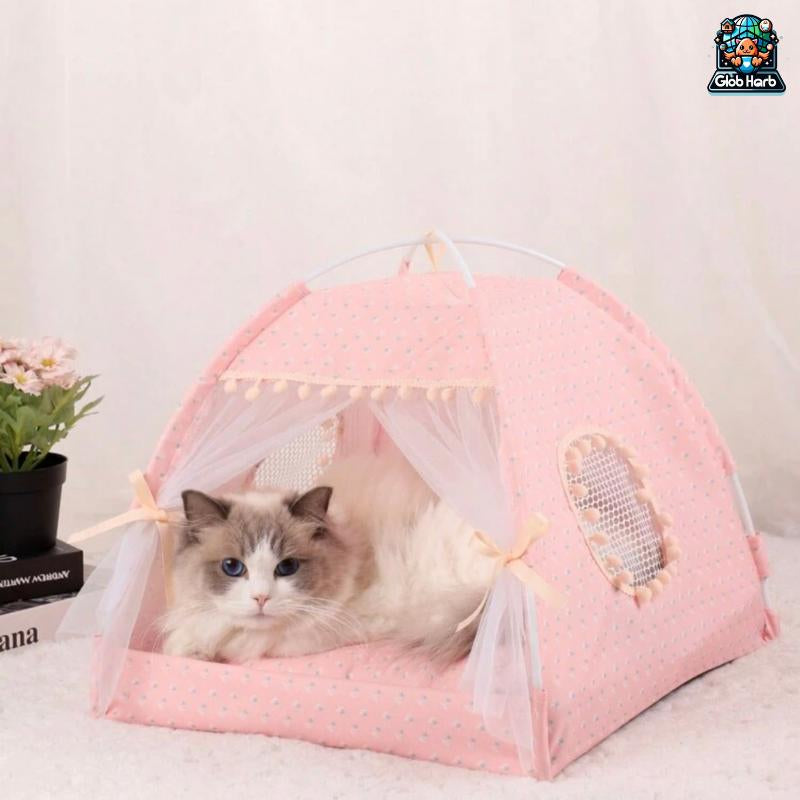 Globharb Portable Cat Tent House, Tent for Small Puppies and Kittens, Foldable Pet Tent, Cat Camping Tent, Pet Supplies for Small Dogs & Cats, Home Pet Supplies for Cats, Pet Products