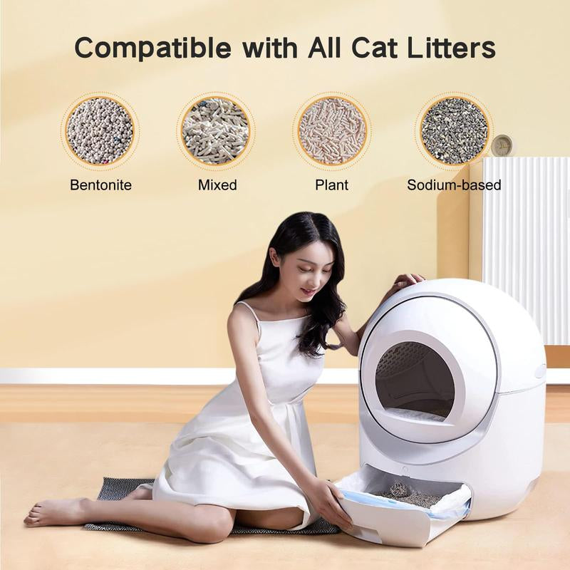 Cat Litter Box, Automatic Cat Litter Box with APP Control Odor Removal Safety Protection for Multiple Cats ( Requires 2.4G WIFI )