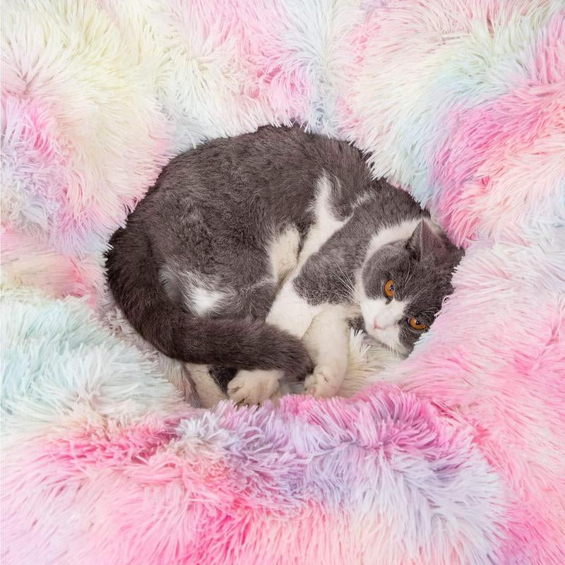 Cozy Full Moon Shaped Pet Bed & Cat Tunnel - Plush Playground for Cats and Dogs, Perfect Birthday Gift!