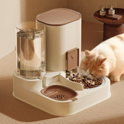 Gift for Pets, Pet Food Dispenser & Water Dispenser, 2 in 1 Pets Automatic Feeder, Large Capacity Pet Feeding Dispensers for Dog & Cat, Christmas Gift