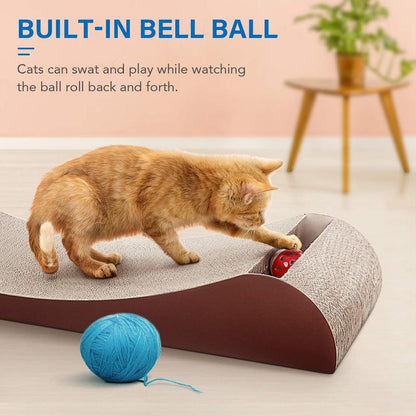 Fluffydream Scratchme Cat Scratcher Cardboard Lounge Bed with Bell Ball Toy