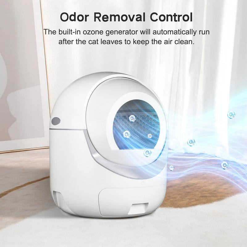 Cat Litter Box, Automatic Cat Litter Box with APP Control Odor Removal Safety Protection for Multiple Cats ( Requires 2.4G WIFI )