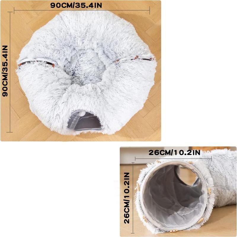 Cozy Full Moon Shaped Pet Bed & Cat Tunnel - Plush Playground for Cats and Dogs, Perfect Birthday Gift!