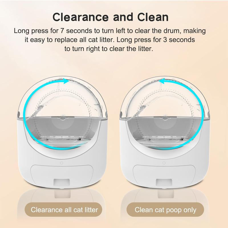 Cat Litter Box, Automatic Cat Litter Box with APP Control Odor Removal Safety Protection for Multiple Cats ( Requires 2.4G WIFI )