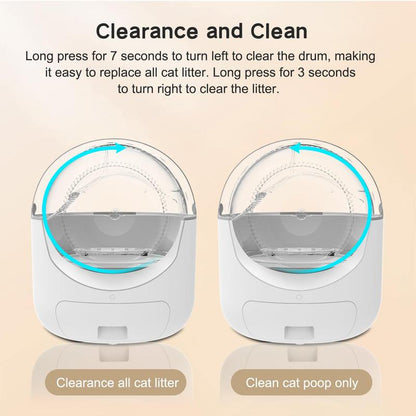Cat Litter Box, Automatic Cat Litter Box with APP Control Odor Removal Safety Protection for Multiple Cats ( Requires 2.4G WIFI )