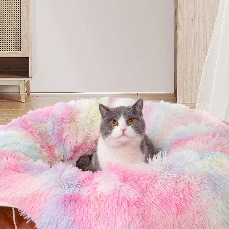 Cozy Full Moon Shaped Pet Bed & Cat Tunnel - Plush Playground for Cats and Dogs, Perfect Birthday Gift!