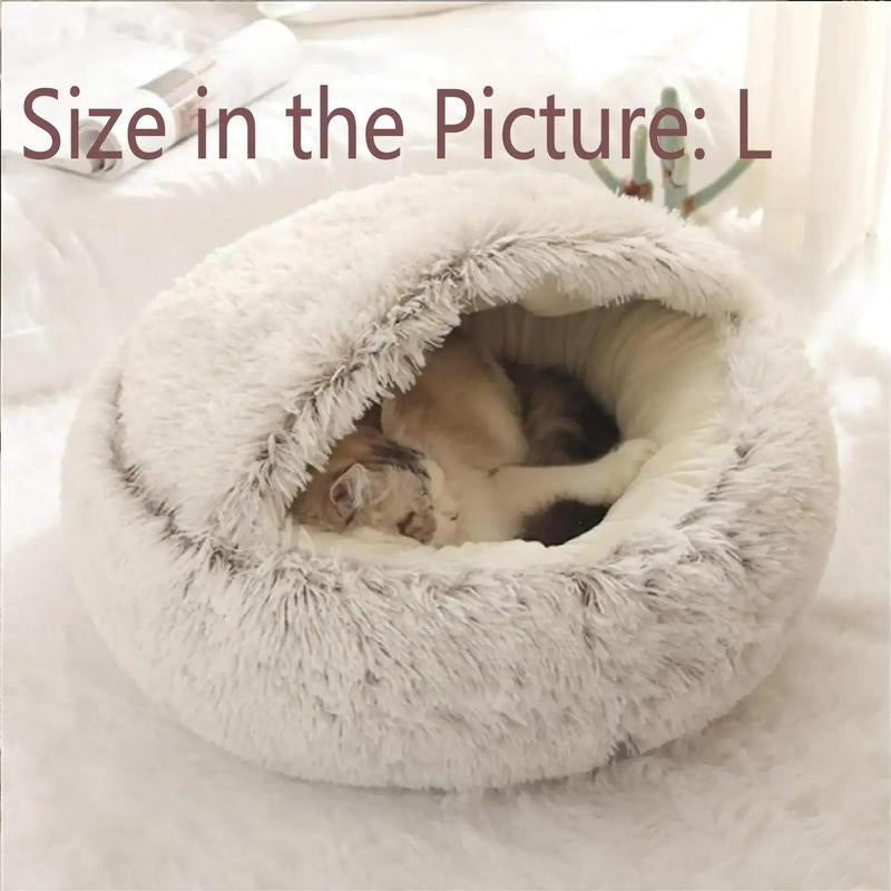 Round Fluffy Cute Cat Bed, Comfortable Cat Beds, Indoor Cat Nest Cat Sofa, Soothing Pet Bed Donut Semi, Small Dog Nest (It Is Recommended to Take One Size Larger), Cat Furniture, Cat Stuff, Valentine'S Day Gift