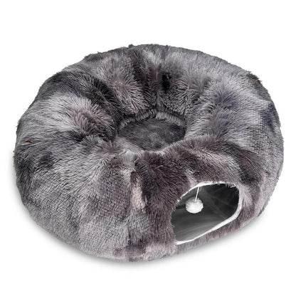 Cozy Full Moon Shaped Pet Bed & Cat Tunnel - Plush Playground for Cats and Dogs, Perfect Birthday Gift!