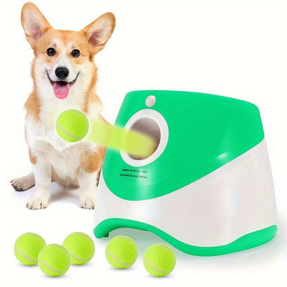 9 Modes Automatic Ball Thrower for Dogs, Indoor/Outdoor Small Dog Ball Launcher with Free 6 PCS Balls, Work 4~5 Hours on Full Charge Three-Speed Control Interactive Dog Fetch Machine Toy for Small Dogs