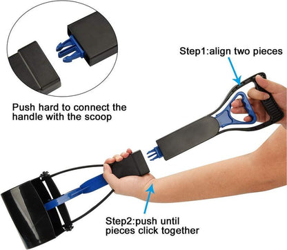 PETINCCN Pooper Scooper Long Handle Top Paw Jaws Poop Scoop Dog Sanitary Waste Pickup Removal for Small,Medium, Large, XL Pets Waste Bag Holder Feces Remover Portable Heavy Duty Disposer with Bags Cat Cleaning