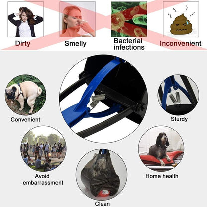 PETINCCN Pooper Scooper Long Handle Top Paw Jaws Poop Scoop Dog Sanitary Waste Pickup Removal for Small,Medium, Large, XL Pets Waste Bag Holder Feces Remover Portable Heavy Duty Disposer with Bags Cat Cleaning