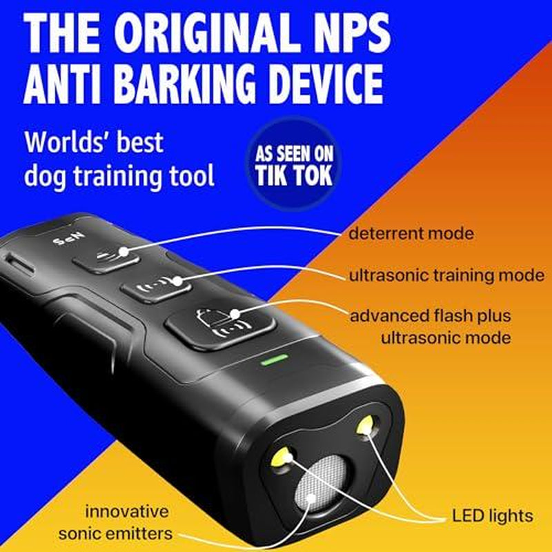 NPS Dog Bark Deterrent Device Stops Bad Behavior - No Need Yell or Swat, Just Point to a Dog, Hit the Button - Long-Range Ultrasonic anti Bark Tool