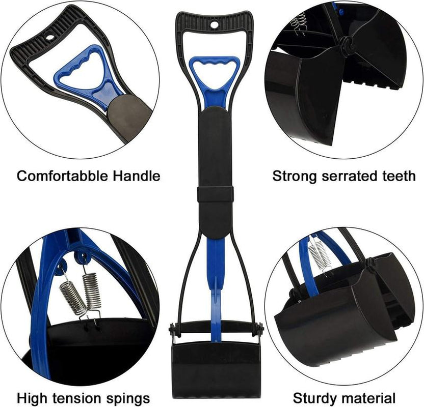PETINCCN Pooper Scooper Long Handle Top Paw Jaws Poop Scoop Dog Sanitary Waste Pickup Removal for Small,Medium, Large, XL Pets Waste Bag Holder Feces Remover Portable Heavy Duty Disposer with Bags Cat Cleaning