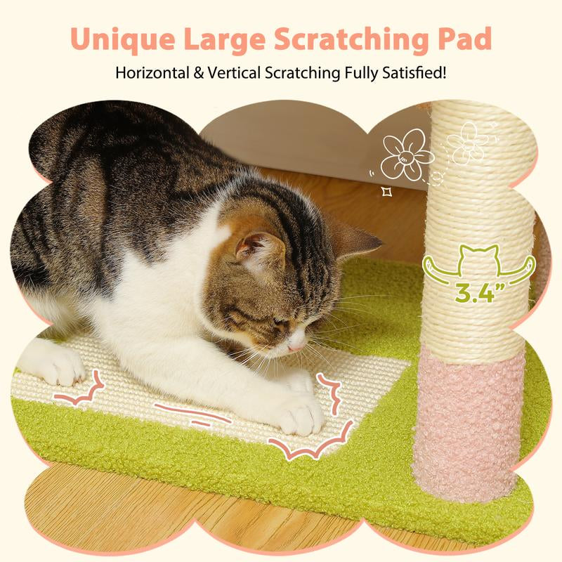 PAWZ Road Large 72 Inches Flower/Cactus Cat Tree and Tower for Indoor Cats - with Sisal-Covered Scratching Posts, Padded Perches, Condos, and Basket（Gray/Dark Gray/Beige）