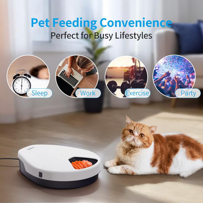 Ubpet F10 Refrigerated Automatic Cat Feeder Wet Food, Wired Auto Cat Dog Food Dispenser for Dry & Wet Food, 5 Meal Timed All-Day Freshness, Semiconductor Cooling, 3 Cooling Modes, Pet Feeder Dish Supplies for Cats & Small Dogs, Gift for Pets