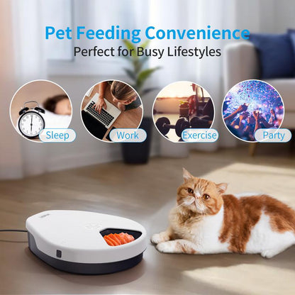 Ubpet F10 Refrigerated Automatic Cat Feeder Wet Food, Wired Auto Cat Dog Food Dispenser for Dry & Wet Food, 5 Meal Timed All-Day Freshness, Semiconductor Cooling, 3 Cooling Modes, Pet Feeder Dish Supplies for Cats & Small Dogs, Gift for Pets
