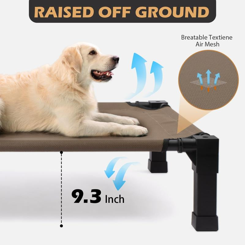 Heeyoo Elevated Dog Bed with Canopy, Outdoor Dog Bed Cot with Removable Shade Tent, Portable Raised Pet Cot Cooling Bed for Dogs and Cats NIUHEE