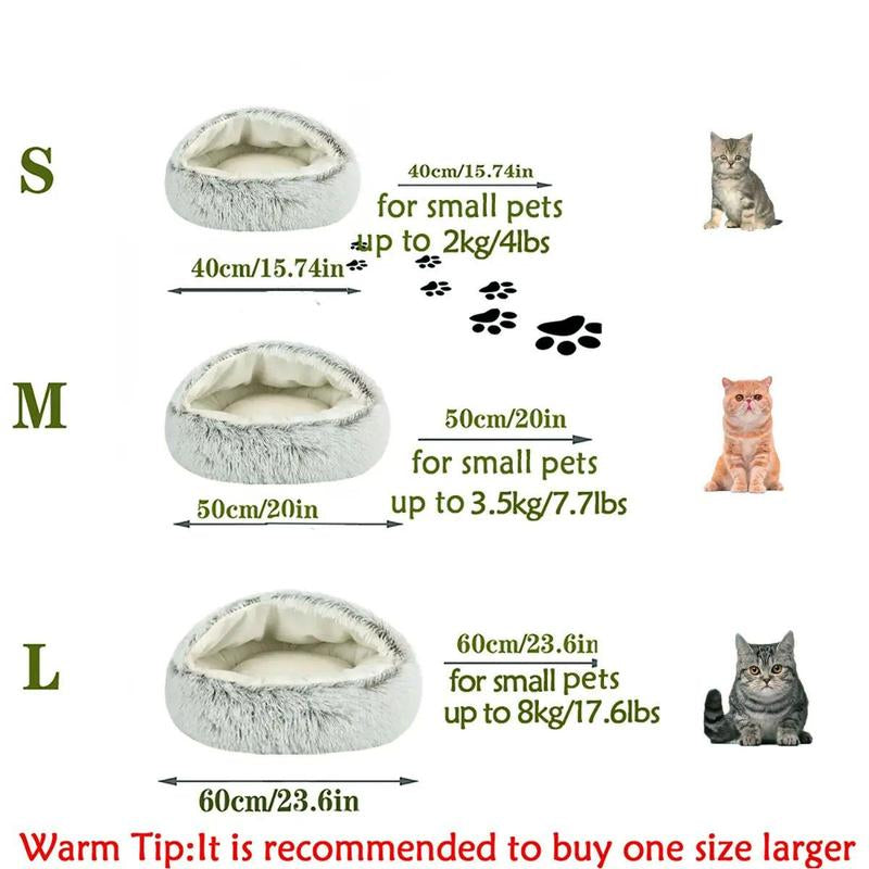 Round Fluffy Cute Cat Bed, Comfortable Cat Beds, Indoor Cat Nest Cat Sofa, Soothing Pet Bed Donut Semi, Small Dog Nest (It Is Recommended to Take One Size Larger), Cat Furniture, Cat Stuff, Valentine'S Day Gift