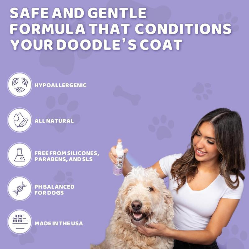 Dood Woof Dog Detangler Spray for Doodle - All Natural, No Silicone, No Paraben, No SLS - Goldendoodle, Bernedoodle, Poodle Puppy Demat