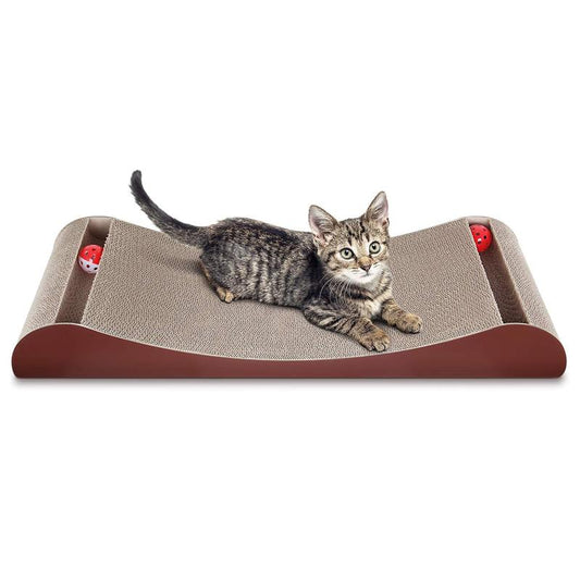 Fluffydream Scratchme Cat Scratcher Cardboard Lounge Bed with Bell Ball Toy