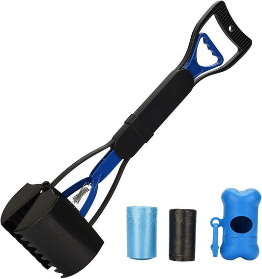 PETINCCN Pooper Scooper Long Handle Top Paw Jaws Poop Scoop Dog Sanitary Waste Pickup Removal for Small,Medium, Large, XL Pets Waste Bag Holder Feces Remover Portable Heavy Duty Disposer with Bags Cat Cleaning